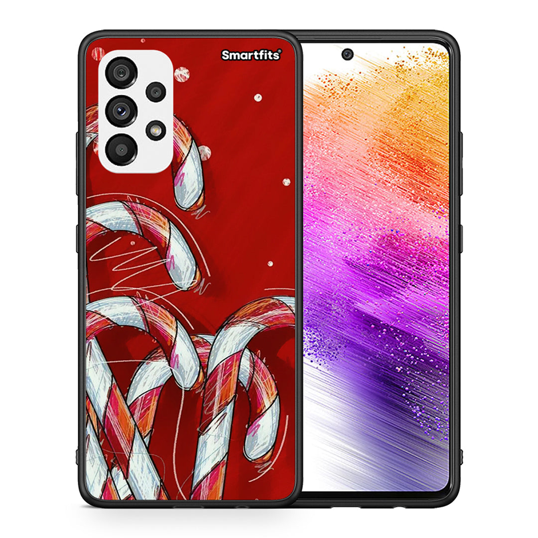 Θήκη Samsung A73 5G Candy Cane από τη Smartfits με σχέδιο στο πίσω μέρος και μαύρο περίβλημα | Samsung A73 5G Candy Cane case with colorful back and black bezels