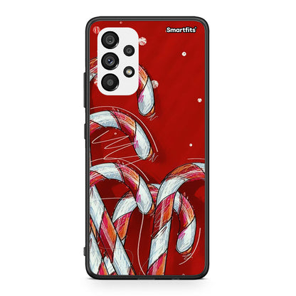 Samsung A73 5G Candy Cane θήκη από τη Smartfits με σχέδιο στο πίσω μέρος και μαύρο περίβλημα | Smartphone case with colorful back and black bezels by Smartfits