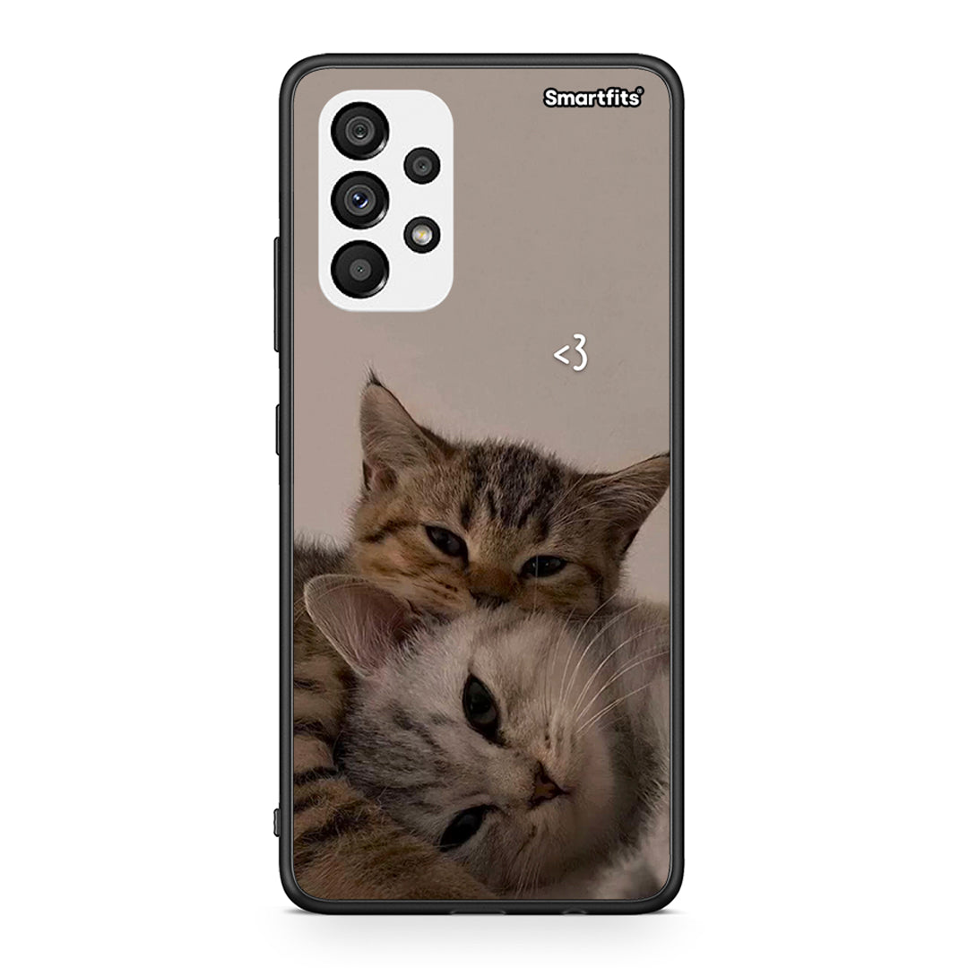 Samsung A73 5G Cats In Love Θήκη από τη Smartfits με σχέδιο στο πίσω μέρος και μαύρο περίβλημα | Smartphone case with colorful back and black bezels by Smartfits