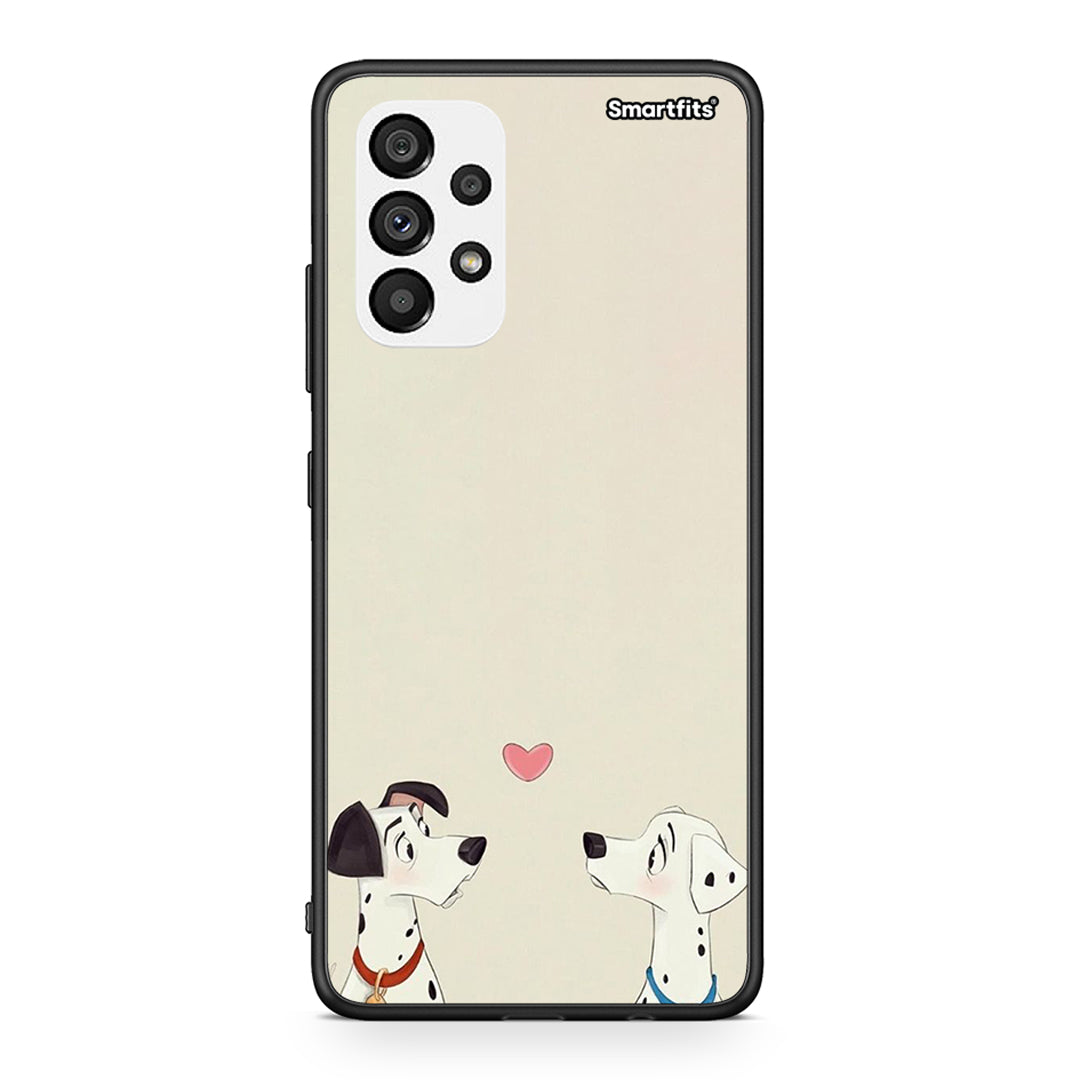 Samsung A73 5G Dalmatians Love θήκη από τη Smartfits με σχέδιο στο πίσω μέρος και μαύρο περίβλημα | Smartphone case with colorful back and black bezels by Smartfits