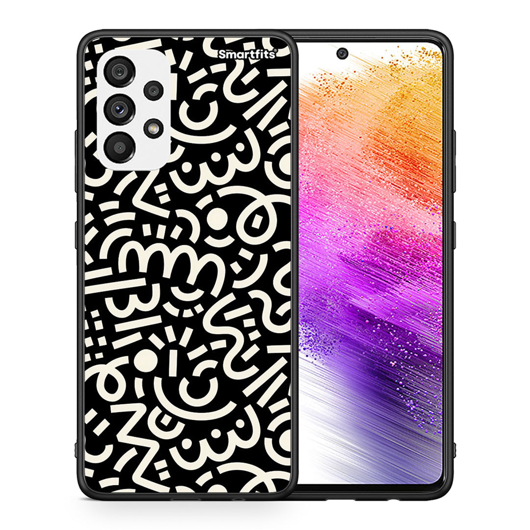 Θήκη Samsung A73 5G Doodle Art από τη Smartfits με σχέδιο στο πίσω μέρος και μαύρο περίβλημα | Samsung A73 5G Doodle Art case with colorful back and black bezels