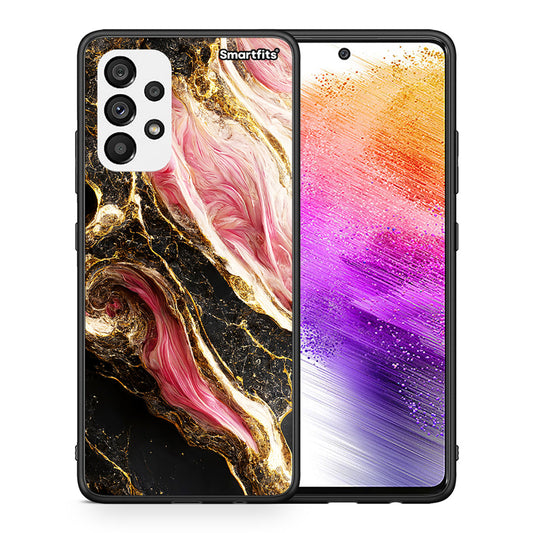 Θήκη Samsung A73 5G Glamorous Pink Marble από τη Smartfits με σχέδιο στο πίσω μέρος και μαύρο περίβλημα | Samsung A73 5G Glamorous Pink Marble case with colorful back and black bezels