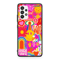 Thumbnail for Samsung A73 5G Hippie Love θήκη από τη Smartfits με σχέδιο στο πίσω μέρος και μαύρο περίβλημα | Smartphone case with colorful back and black bezels by Smartfits