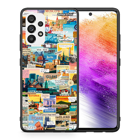 Θήκη Samsung A73 5G Live To Travel από τη Smartfits με σχέδιο στο πίσω μέρος και μαύρο περίβλημα | Samsung A73 5G Live To Travel case with colorful back and black bezels