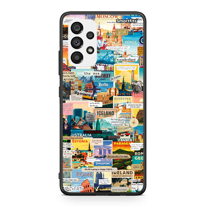 Samsung A73 5G Live To Travel θήκη από τη Smartfits με σχέδιο στο πίσω μέρος και μαύρο περίβλημα | Smartphone case with colorful back and black bezels by Smartfits