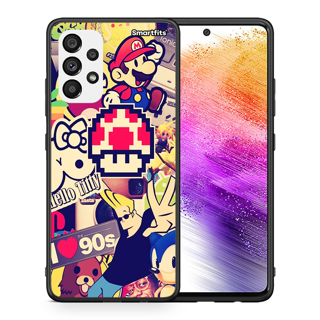 Θήκη Samsung A73 5G Love The 90s από τη Smartfits με σχέδιο στο πίσω μέρος και μαύρο περίβλημα | Samsung A73 5G Love The 90s case with colorful back and black bezels
