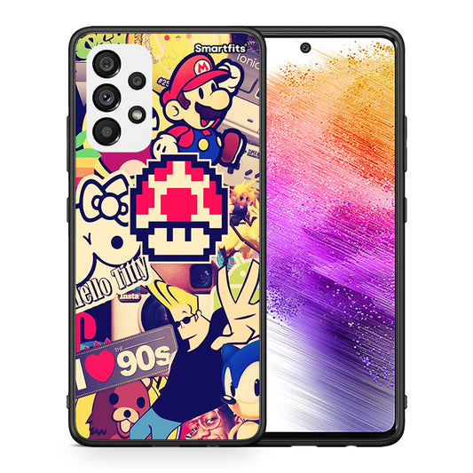Θήκη Samsung A73 5G Love The 90s από τη Smartfits με σχέδιο στο πίσω μέρος και μαύρο περίβλημα | Samsung A73 5G Love The 90s case with colorful back and black bezels