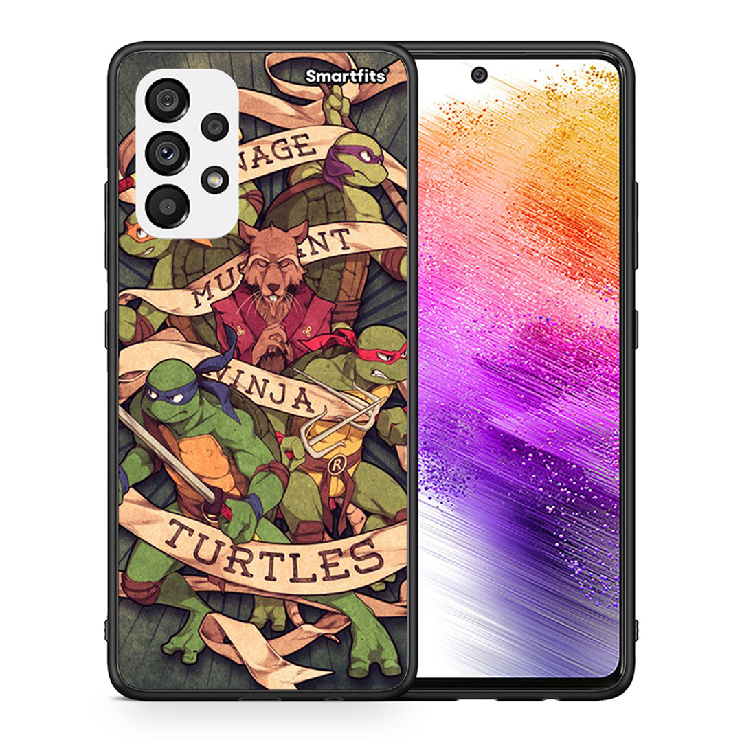 Θήκη Samsung A73 5G Ninja Turtles από τη Smartfits με σχέδιο στο πίσω μέρος και μαύρο περίβλημα | Samsung A73 5G Ninja Turtles case with colorful back and black bezels