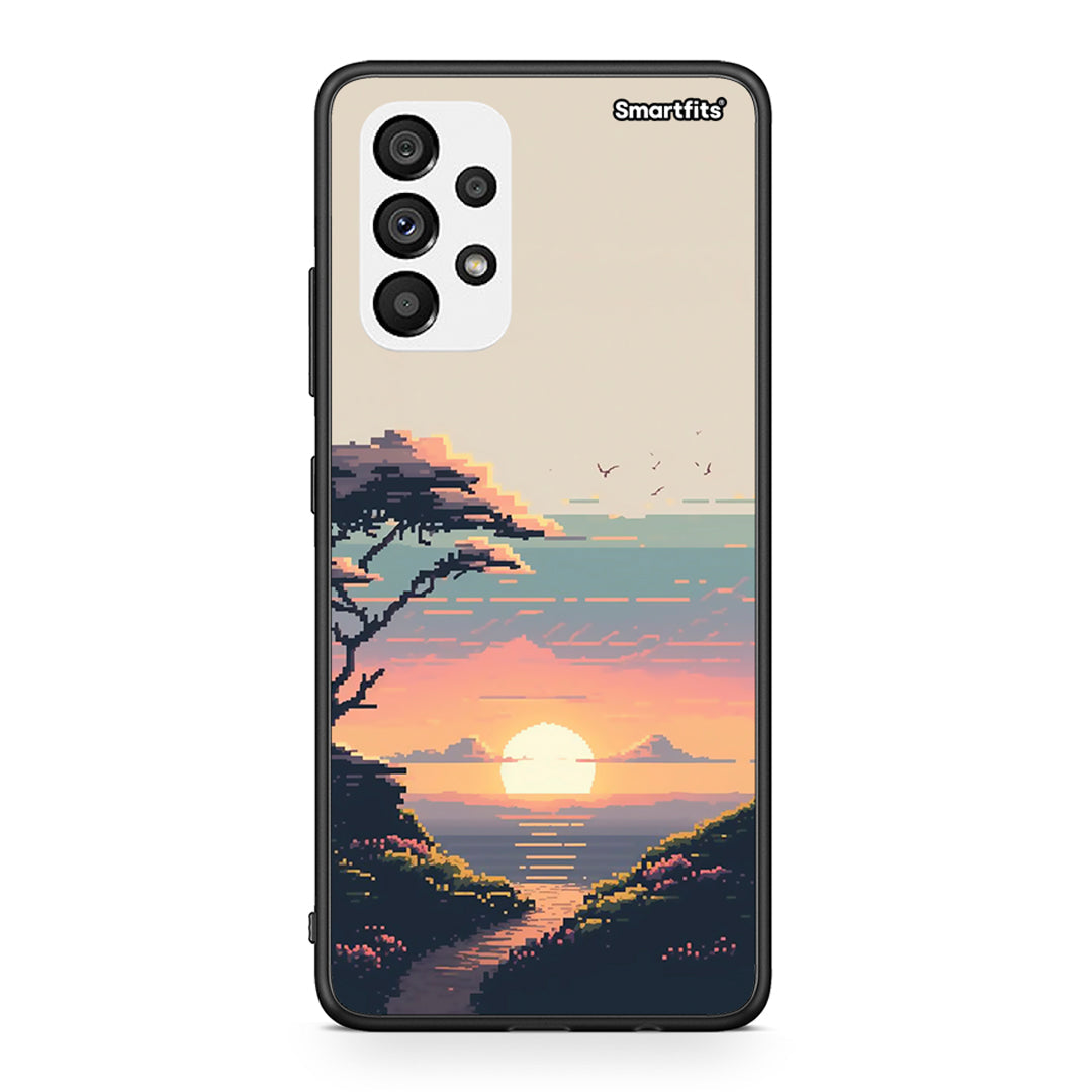Samsung A73 5G Pixel Sunset Θήκη από τη Smartfits με σχέδιο στο πίσω μέρος και μαύρο περίβλημα | Smartphone case with colorful back and black bezels by Smartfits