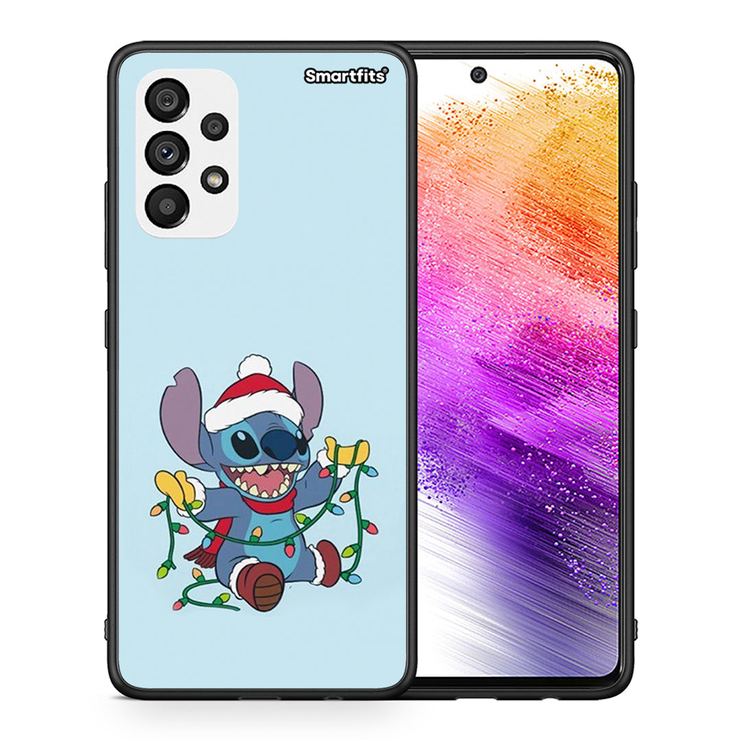 Θήκη Samsung A73 5G Santa Stich από τη Smartfits με σχέδιο στο πίσω μέρος και μαύρο περίβλημα | Samsung A73 5G Santa Stich case with colorful back and black bezels