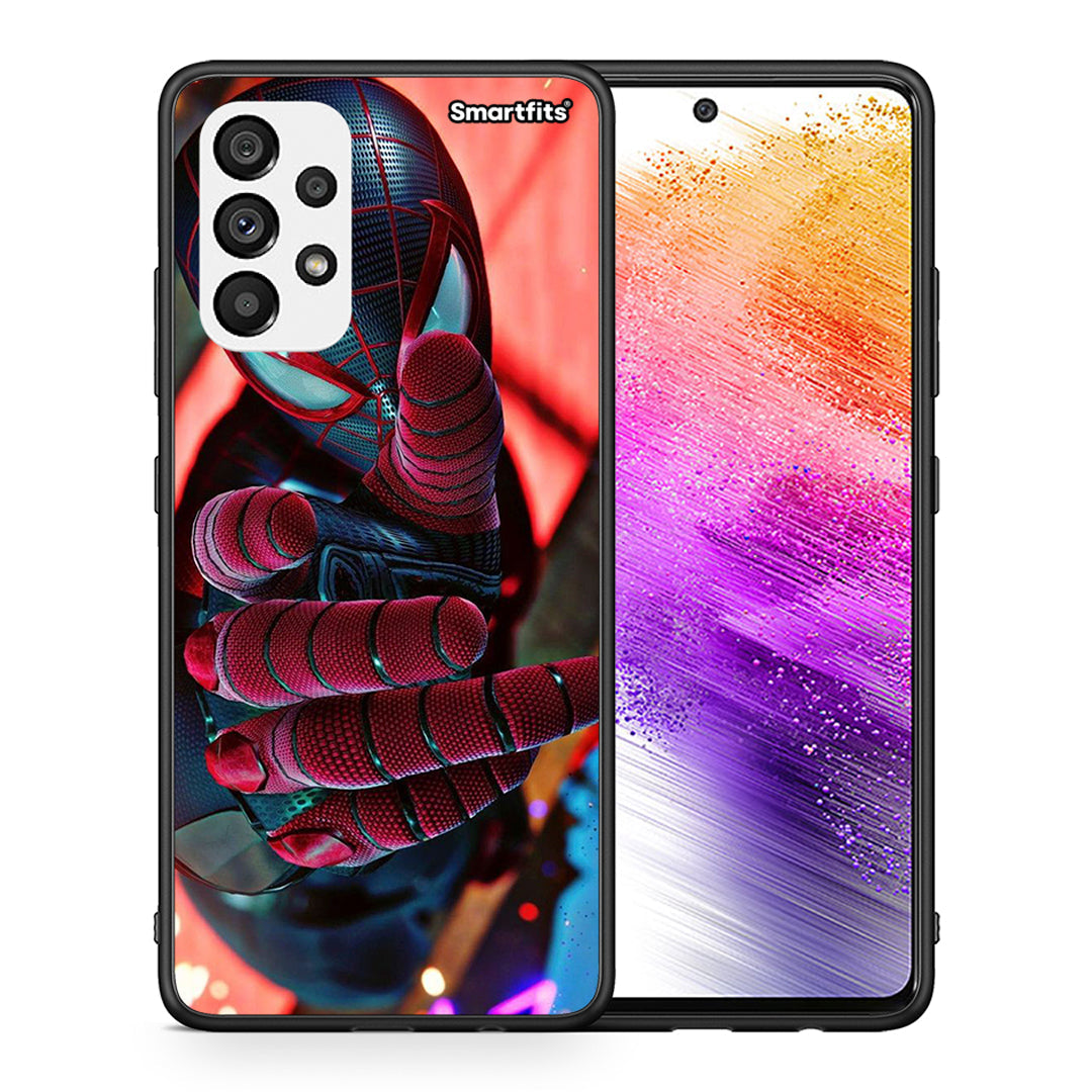 Θήκη Samsung A73 5G Spider Hand από τη Smartfits με σχέδιο στο πίσω μέρος και μαύρο περίβλημα | Samsung A73 5G Spider Hand case with colorful back and black bezels
