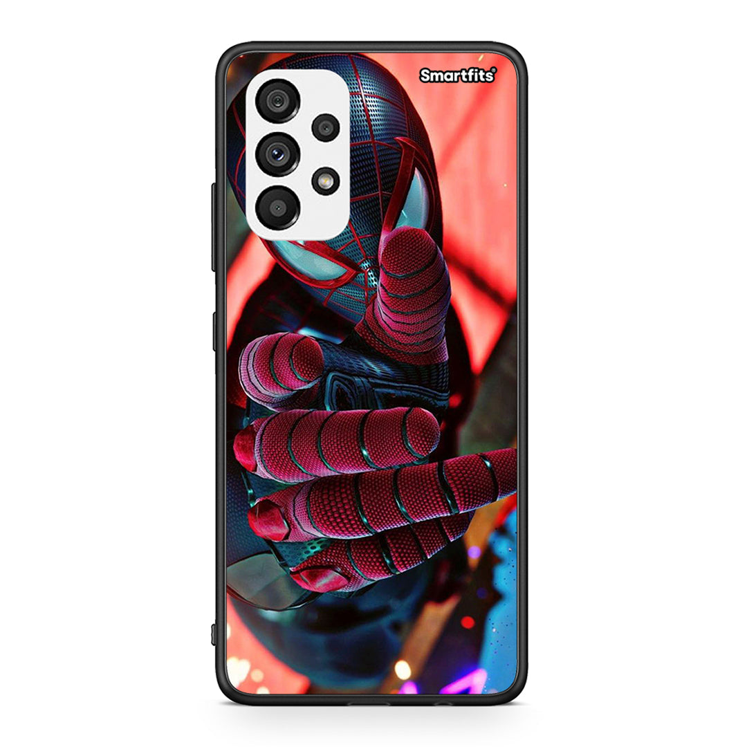 Samsung A73 5G Spider Hand Θήκη από τη Smartfits με σχέδιο στο πίσω μέρος και μαύρο περίβλημα | Smartphone case with colorful back and black bezels by Smartfits