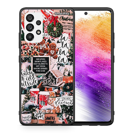 Θήκη Samsung A73 5G Xmas Habbits από τη Smartfits με σχέδιο στο πίσω μέρος και μαύρο περίβλημα | Samsung A73 5G Xmas Habbits case with colorful back and black bezels