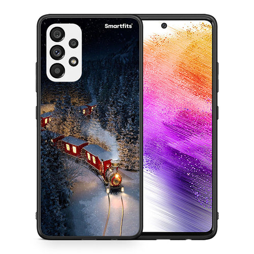 Θήκη Samsung A73 5G Xmas Train από τη Smartfits με σχέδιο στο πίσω μέρος και μαύρο περίβλημα | Samsung A73 5G Xmas Train case with colorful back and black bezels