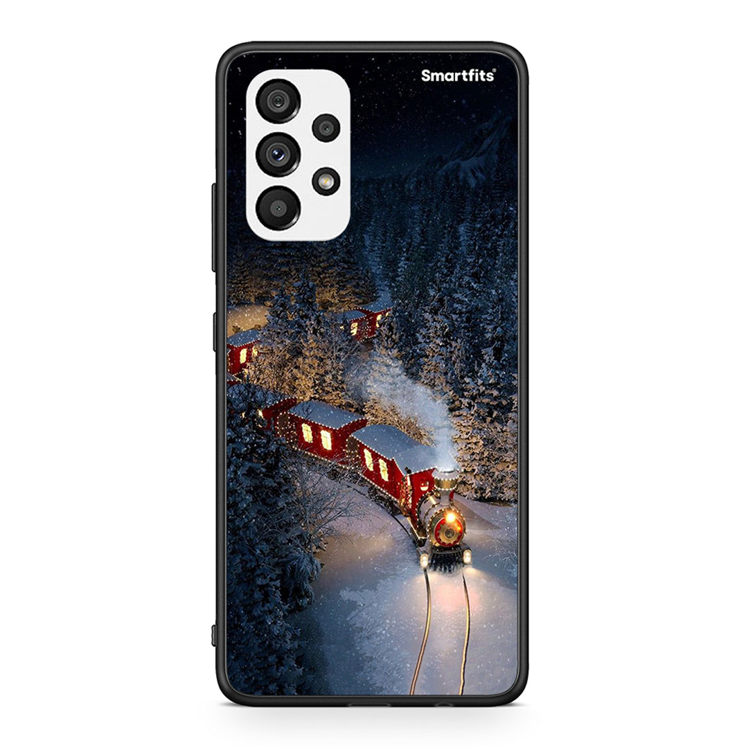 Samsung A73 5G Xmas Train θήκη από τη Smartfits με σχέδιο στο πίσω μέρος και μαύρο περίβλημα | Smartphone case with colorful back and black bezels by Smartfits