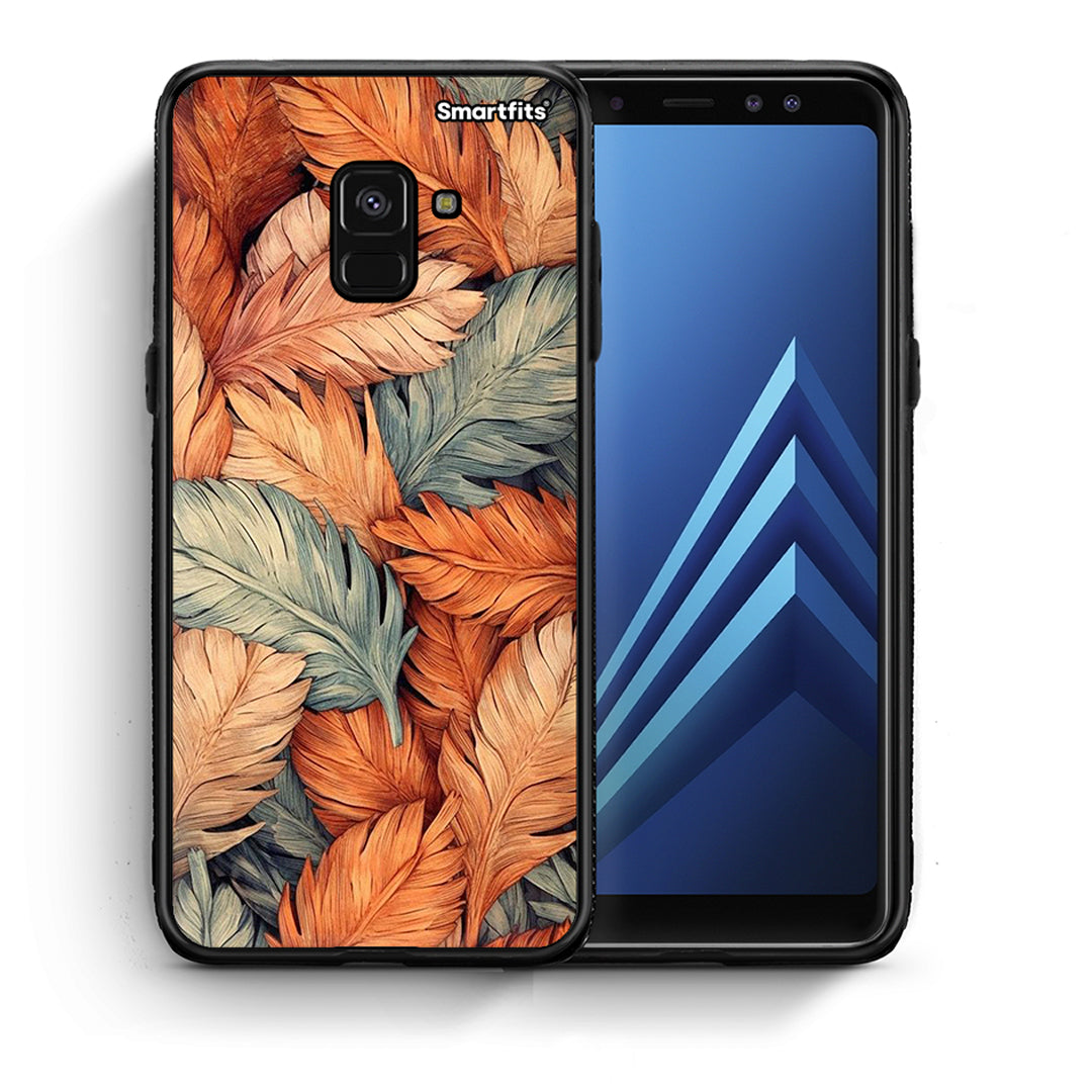 Θήκη Samsung A8 Autumn Leaves από τη Smartfits με σχέδιο στο πίσω μέρος και μαύρο περίβλημα | Samsung A8 Autumn Leaves case with colorful back and black bezels