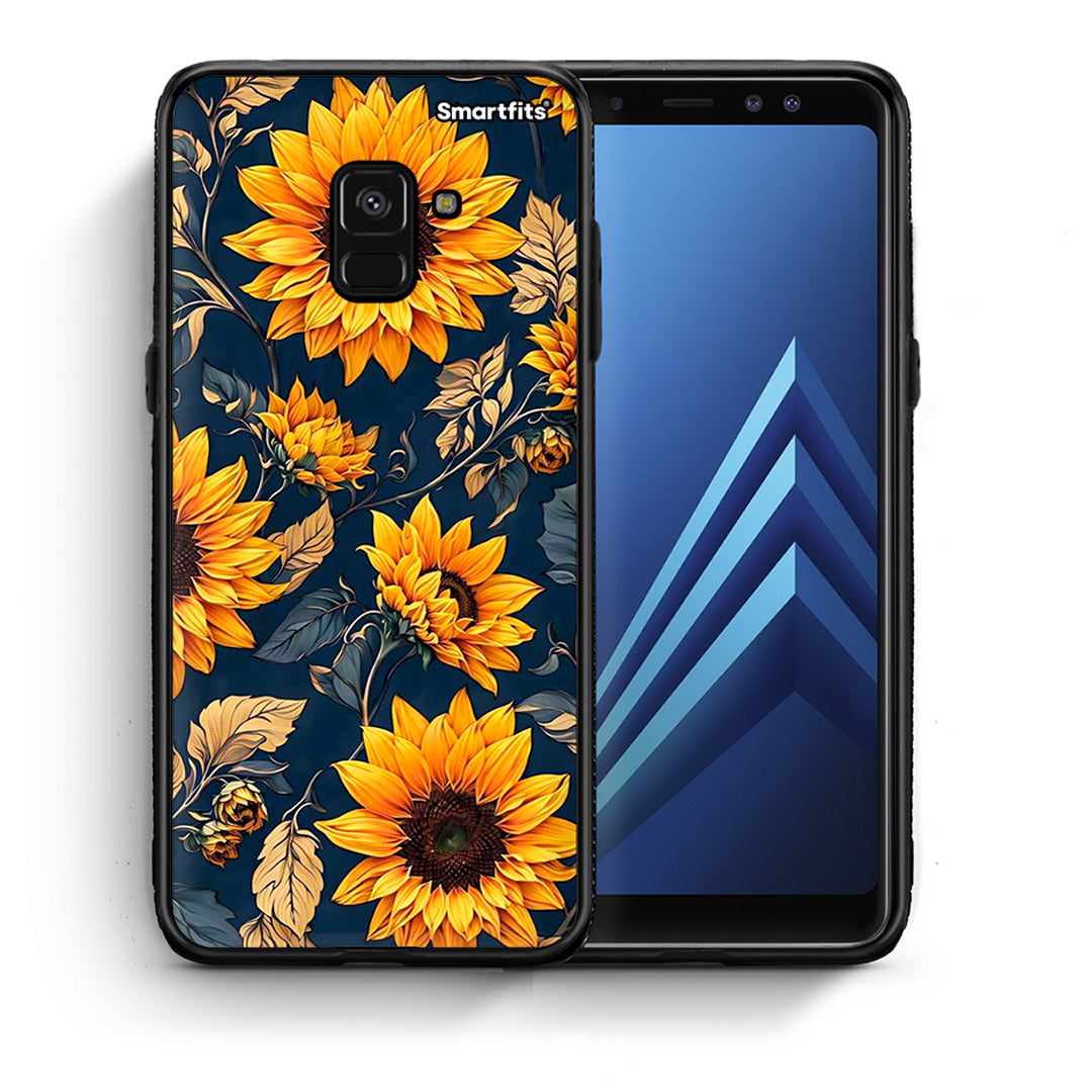 Θήκη Samsung A8 Autumn Sunflowers από τη Smartfits με σχέδιο στο πίσω μέρος και μαύρο περίβλημα | Samsung A8 Autumn Sunflowers case with colorful back and black bezels