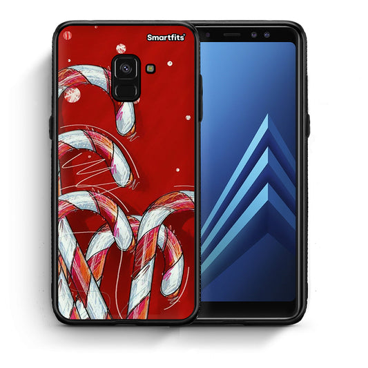 Θήκη Samsung A8 Candy Cane από τη Smartfits με σχέδιο στο πίσω μέρος και μαύρο περίβλημα | Samsung A8 Candy Cane case with colorful back and black bezels
