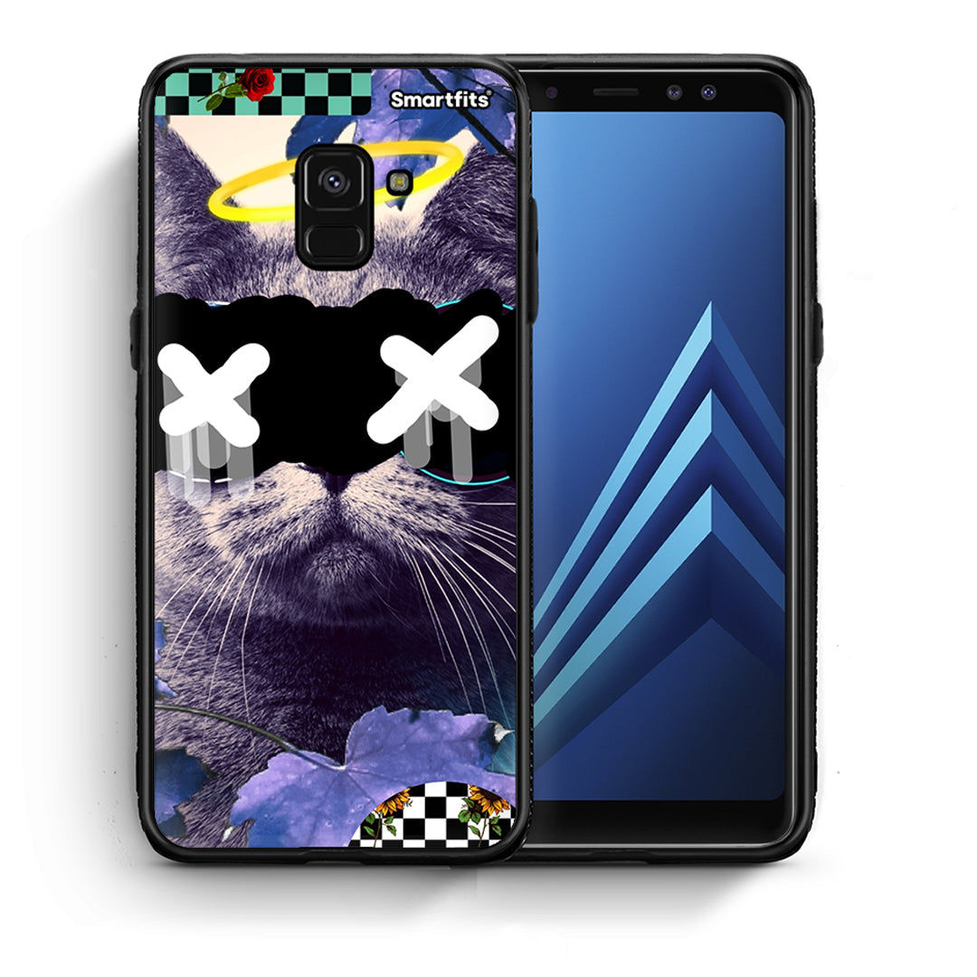 Θήκη Samsung A8 Cat Collage από τη Smartfits με σχέδιο στο πίσω μέρος και μαύρο περίβλημα | Samsung A8 Cat Collage case with colorful back and black bezels