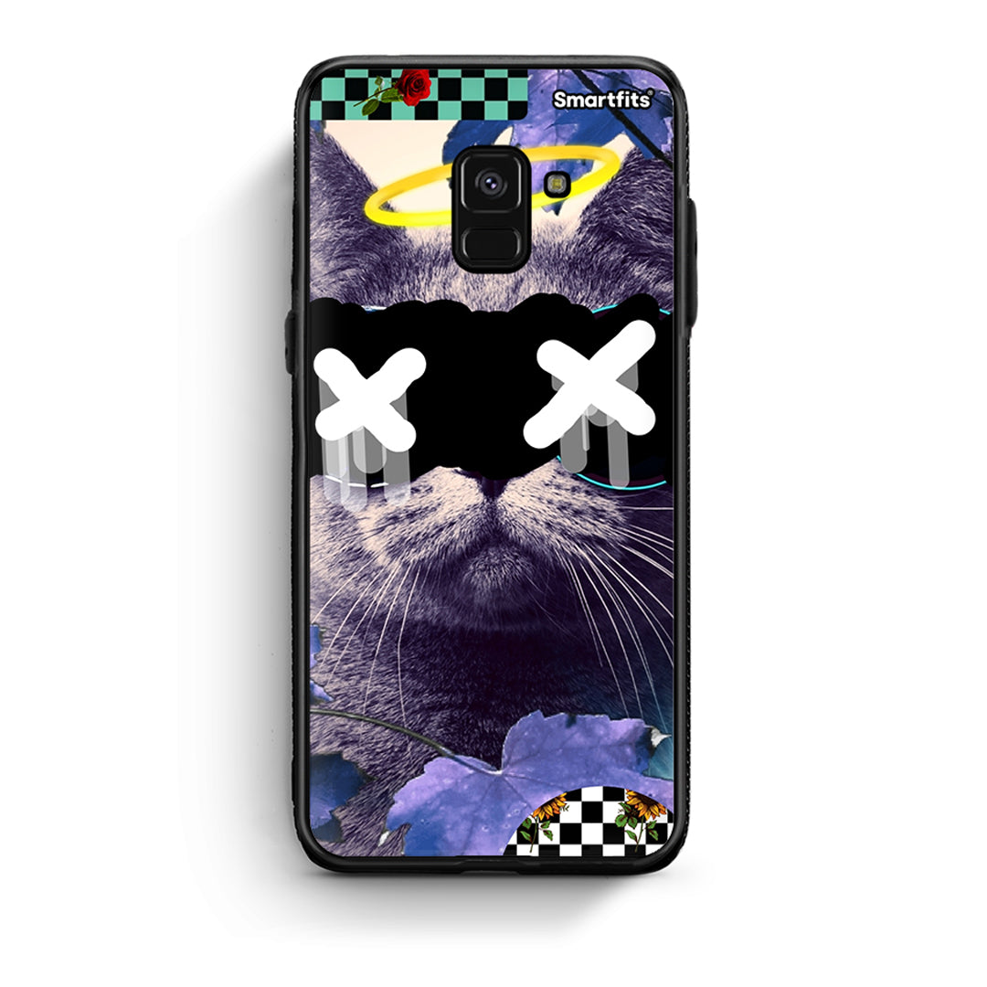 Samsung A8 Cat Collage θήκη από τη Smartfits με σχέδιο στο πίσω μέρος και μαύρο περίβλημα | Smartphone case with colorful back and black bezels by Smartfits