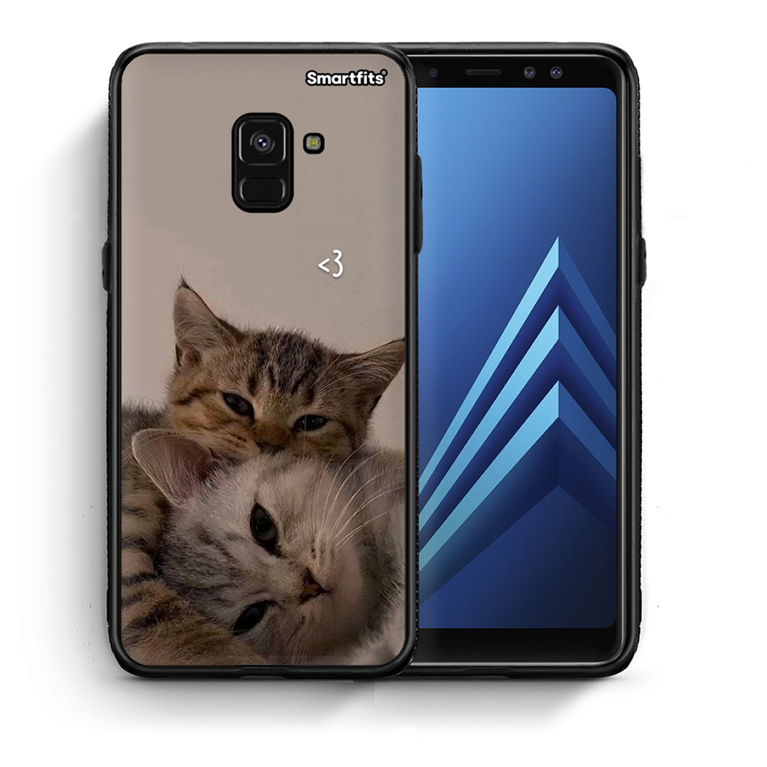 Θήκη Samsung A8 Cats In Love από τη Smartfits με σχέδιο στο πίσω μέρος και μαύρο περίβλημα | Samsung A8 Cats In Love case with colorful back and black bezels