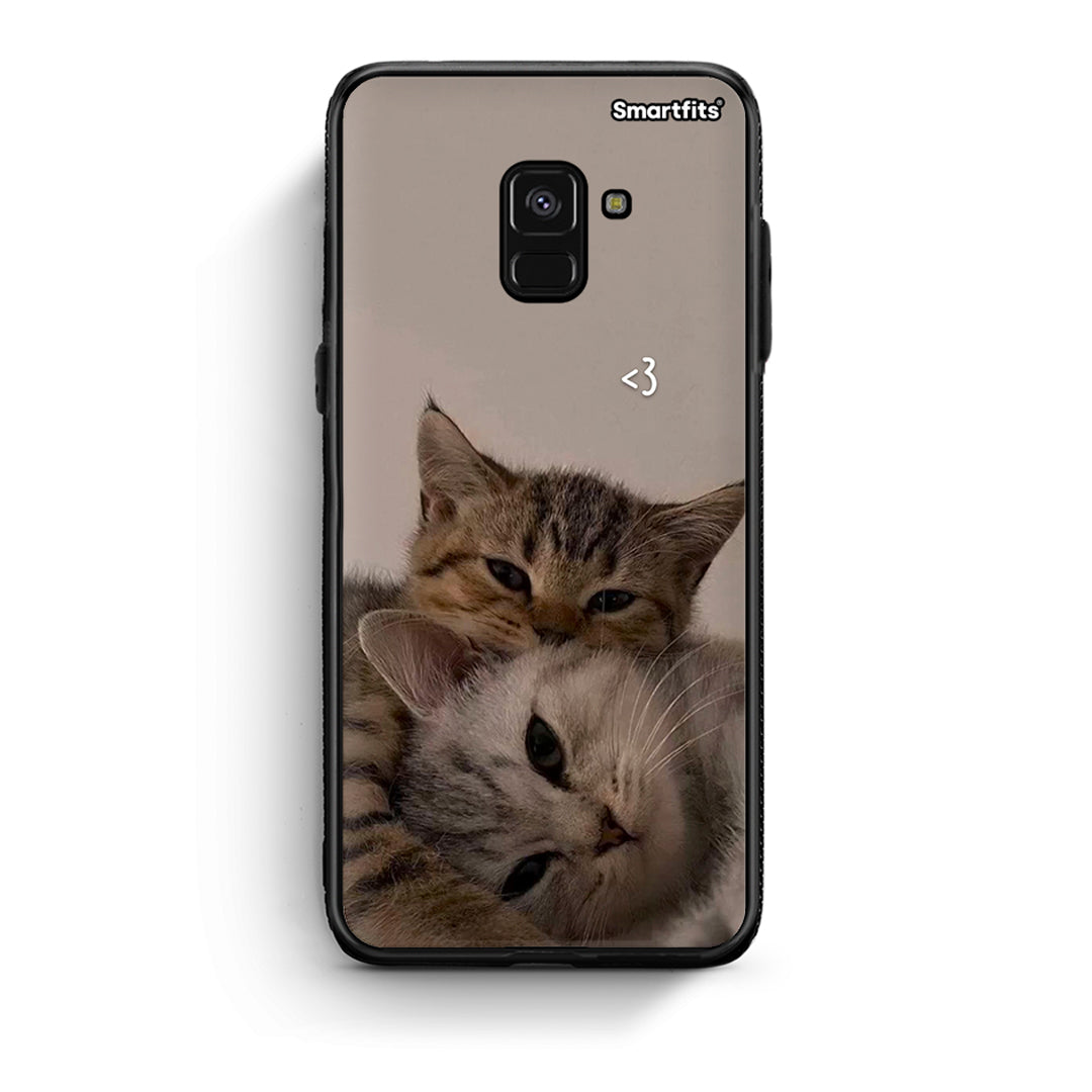 Samsung A8 Cats In Love Θήκη από τη Smartfits με σχέδιο στο πίσω μέρος και μαύρο περίβλημα | Smartphone case with colorful back and black bezels by Smartfits