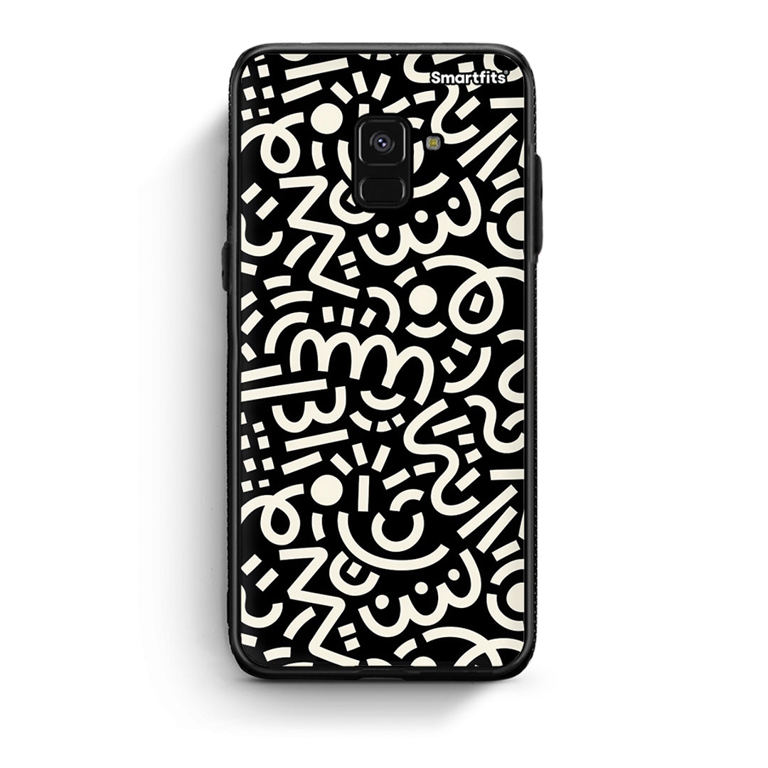 Samsung A8 Doodle Art Θήκη από τη Smartfits με σχέδιο στο πίσω μέρος και μαύρο περίβλημα | Smartphone case with colorful back and black bezels by Smartfits