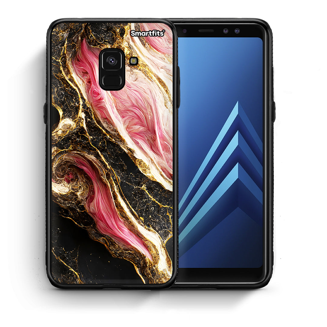 Θήκη Samsung A8 Glamorous Pink Marble από τη Smartfits με σχέδιο στο πίσω μέρος και μαύρο περίβλημα | Samsung A8 Glamorous Pink Marble case with colorful back and black bezels