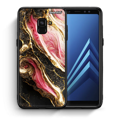 Θήκη Samsung A8 Glamorous Pink Marble από τη Smartfits με σχέδιο στο πίσω μέρος και μαύρο περίβλημα | Samsung A8 Glamorous Pink Marble case with colorful back and black bezels