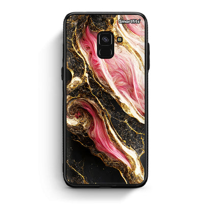 Samsung A8 Glamorous Pink Marble θήκη από τη Smartfits με σχέδιο στο πίσω μέρος και μαύρο περίβλημα | Smartphone case with colorful back and black bezels by Smartfits