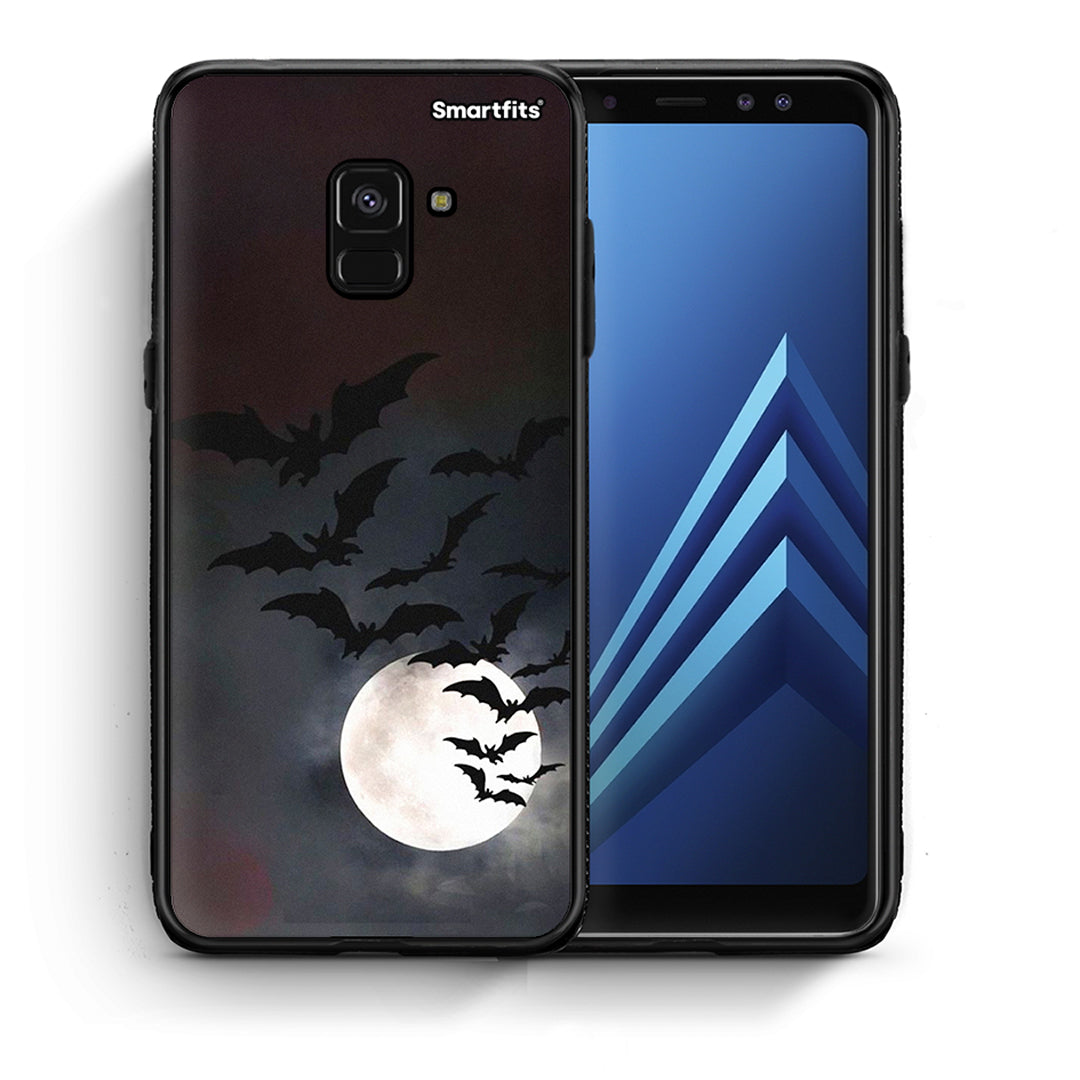 Θήκη Samsung A8 Halloween Bat Night από τη Smartfits με σχέδιο στο πίσω μέρος και μαύρο περίβλημα | Samsung A8 Halloween Bat Night case with colorful back and black bezels
