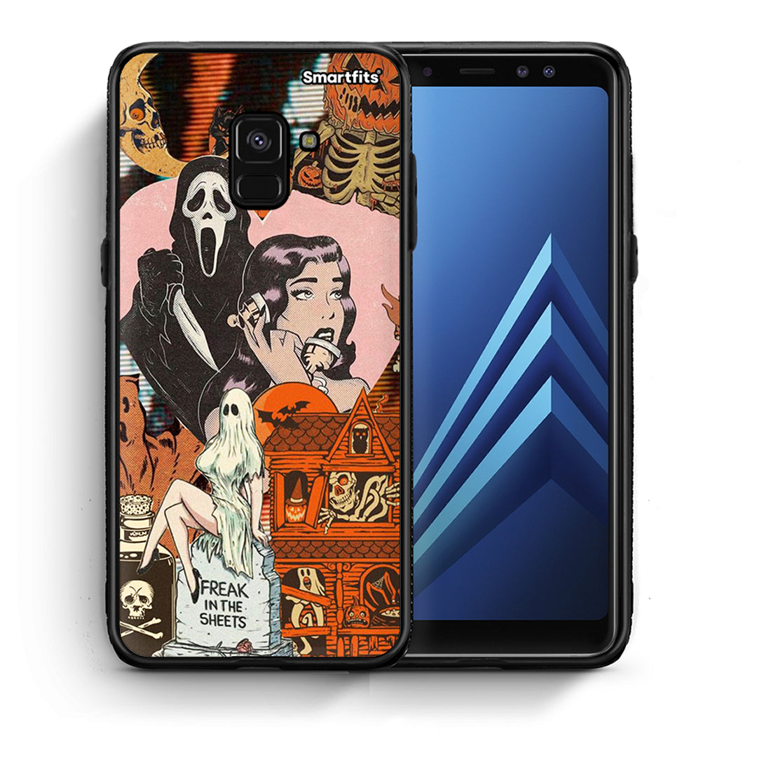 Θήκη Samsung A8 Halloween Collage από τη Smartfits με σχέδιο στο πίσω μέρος και μαύρο περίβλημα | Samsung A8 Halloween Collage case with colorful back and black bezels