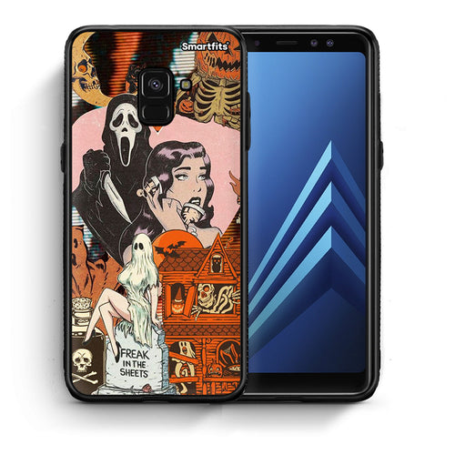Θήκη Samsung A8 Halloween Collage από τη Smartfits με σχέδιο στο πίσω μέρος και μαύρο περίβλημα | Samsung A8 Halloween Collage case with colorful back and black bezels