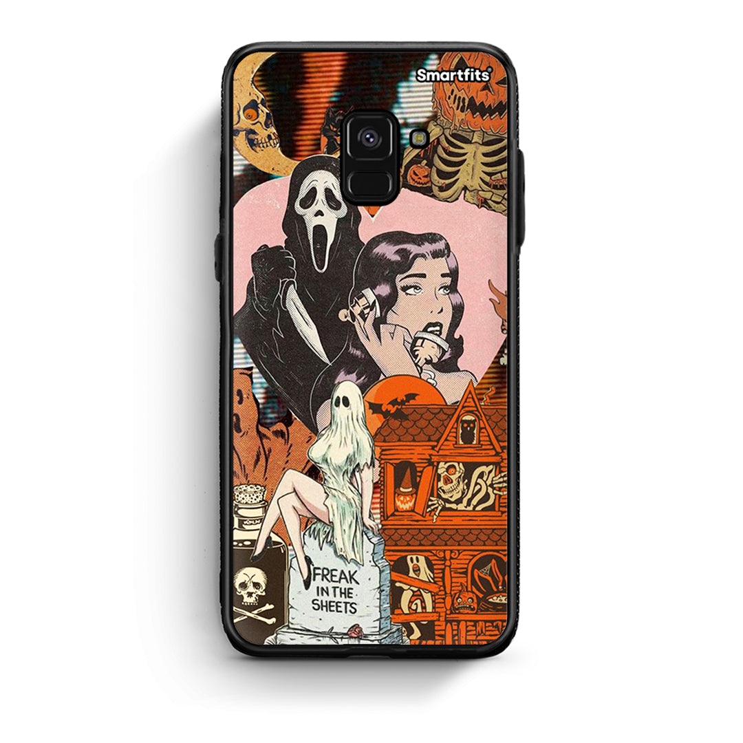 Samsung A8 Halloween Collage Θήκη από τη Smartfits με σχέδιο στο πίσω μέρος και μαύρο περίβλημα | Smartphone case with colorful back and black bezels by Smartfits