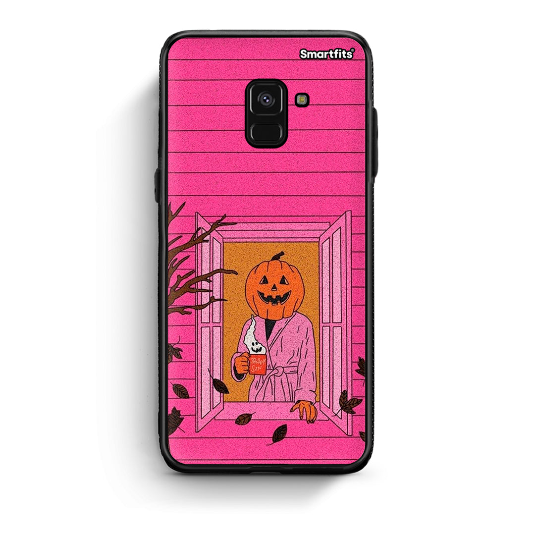 Samsung A8 Halloween Pumpkin Lady Θήκη από τη Smartfits με σχέδιο στο πίσω μέρος και μαύρο περίβλημα | Smartphone case with colorful back and black bezels by Smartfits