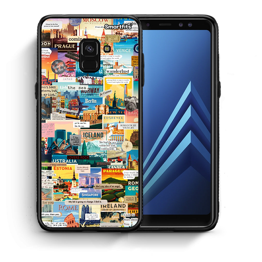 Θήκη Samsung A8 Live To Travel από τη Smartfits με σχέδιο στο πίσω μέρος και μαύρο περίβλημα | Samsung A8 Live To Travel case with colorful back and black bezels
