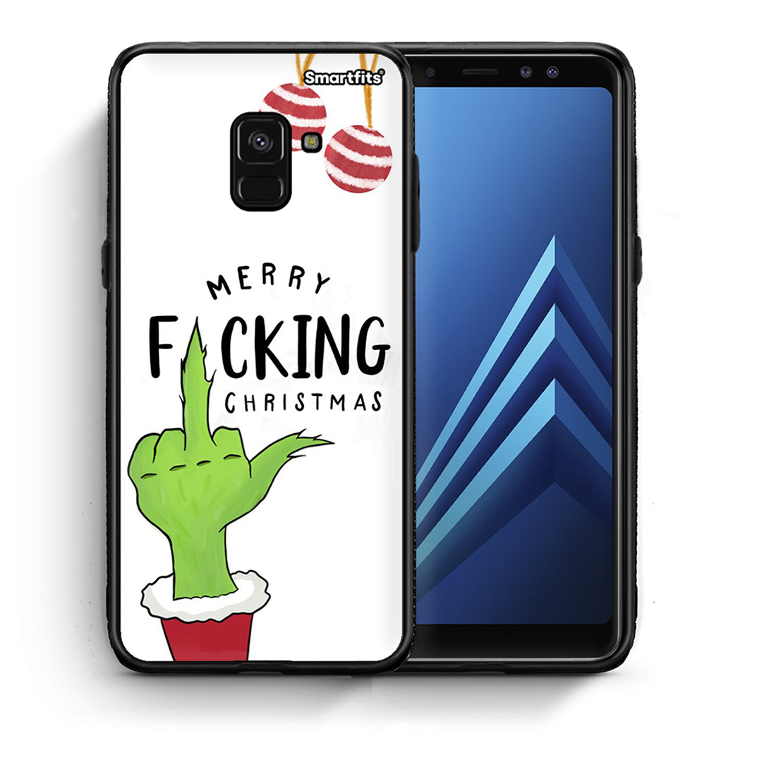 Θήκη Samsung A8 Merry F Xmas από τη Smartfits με σχέδιο στο πίσω μέρος και μαύρο περίβλημα | Samsung A8 Merry F Xmas case with colorful back and black bezels