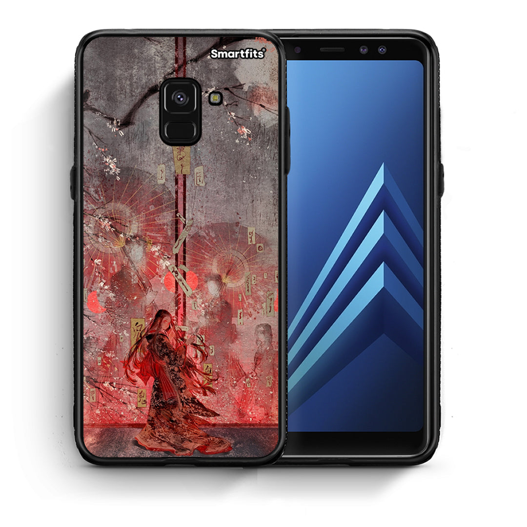 Θήκη Samsung A8 Nezuko Kamado από τη Smartfits με σχέδιο στο πίσω μέρος και μαύρο περίβλημα | Samsung A8 Nezuko Kamado case with colorful back and black bezels