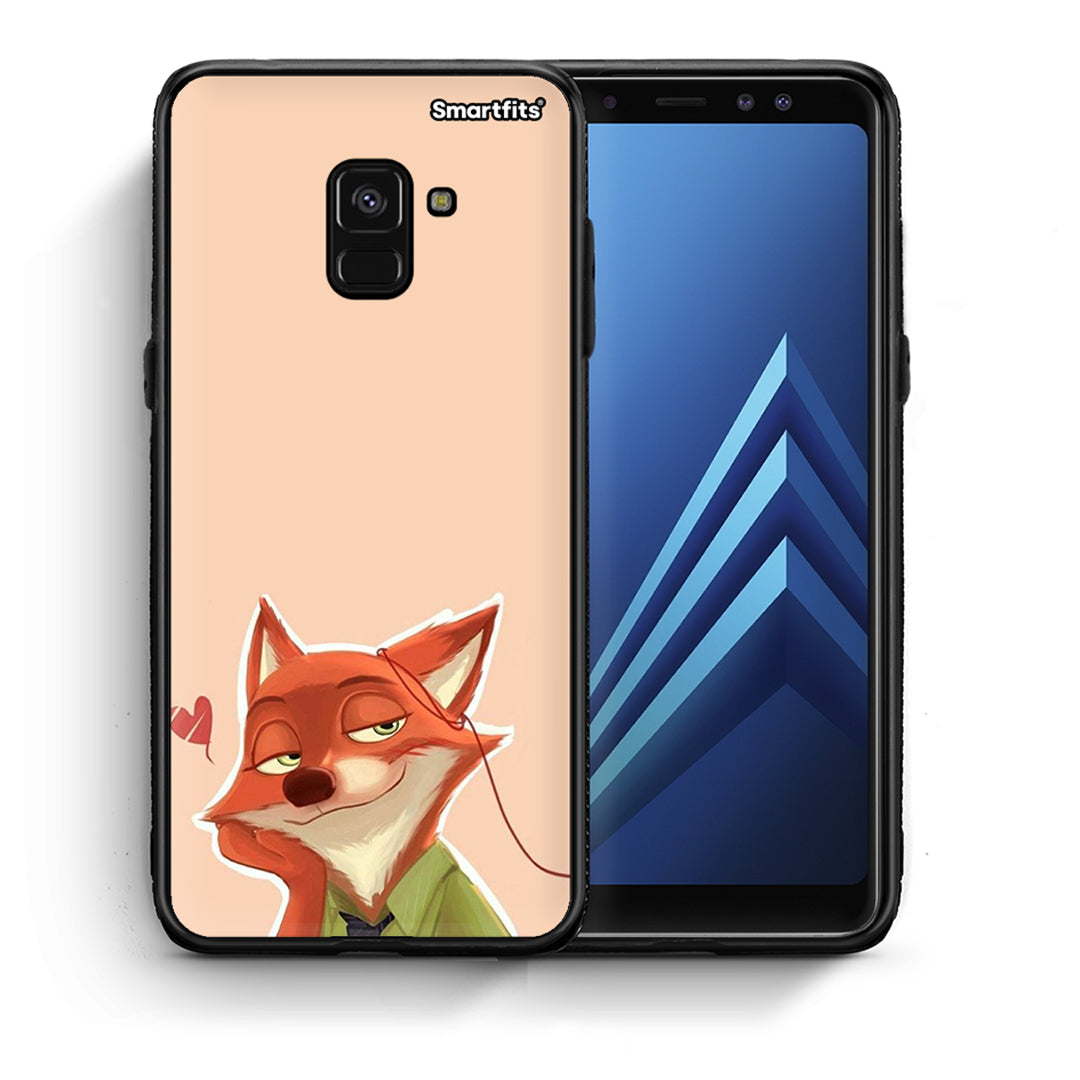 Θήκη Samsung A8 Nick Wilde And Judy Hopps Love 1 από τη Smartfits με σχέδιο στο πίσω μέρος και μαύρο περίβλημα | Samsung A8 Nick Wilde And Judy Hopps Love 1 case with colorful back and black bezels