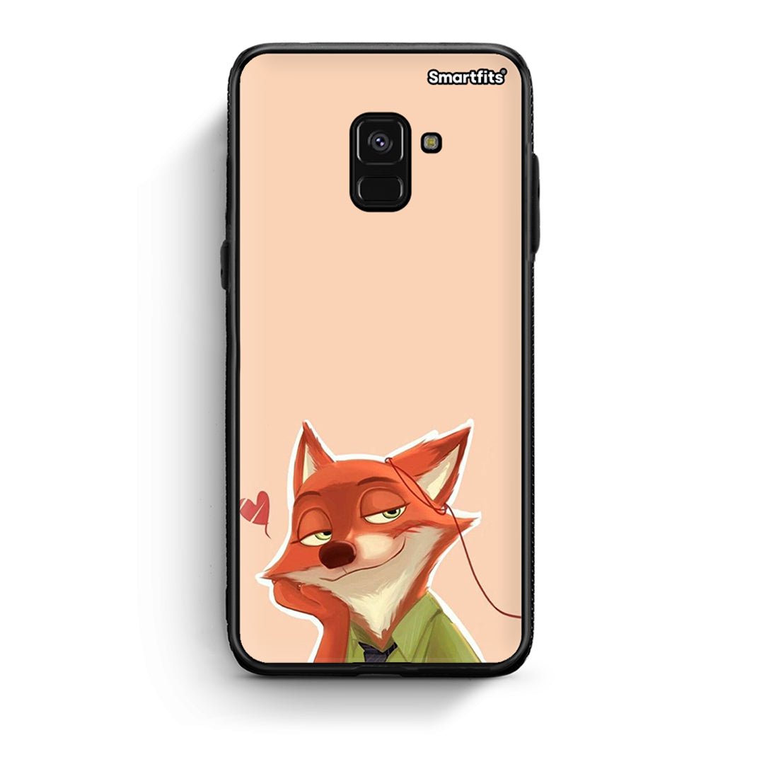 Samsung A8 Nick Wilde And Judy Hopps Love 1 θήκη από τη Smartfits με σχέδιο στο πίσω μέρος και μαύρο περίβλημα | Smartphone case with colorful back and black bezels by Smartfits
