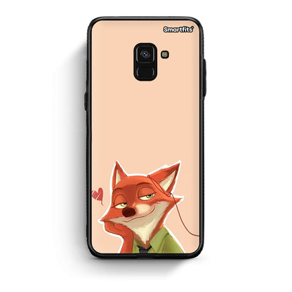 Samsung A8 Nick Wilde And Judy Hopps Love 1 θήκη από τη Smartfits με σχέδιο στο πίσω μέρος και μαύρο περίβλημα | Smartphone case with colorful back and black bezels by Smartfits