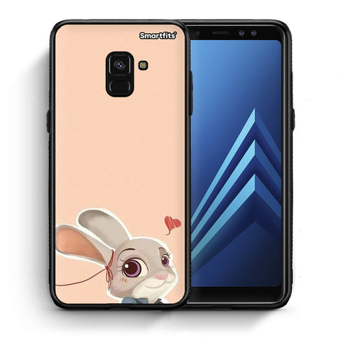 Θήκη Samsung A8 Nick Wilde And Judy Hopps Love 2 από τη Smartfits με σχέδιο στο πίσω μέρος και μαύρο περίβλημα | Samsung A8 Nick Wilde And Judy Hopps Love 2 case with colorful back and black bezels