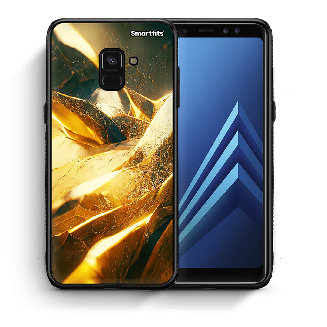 Θήκη Samsung A8 Real Gold από τη Smartfits με σχέδιο στο πίσω μέρος και μαύρο περίβλημα | Samsung A8 Real Gold case with colorful back and black bezels