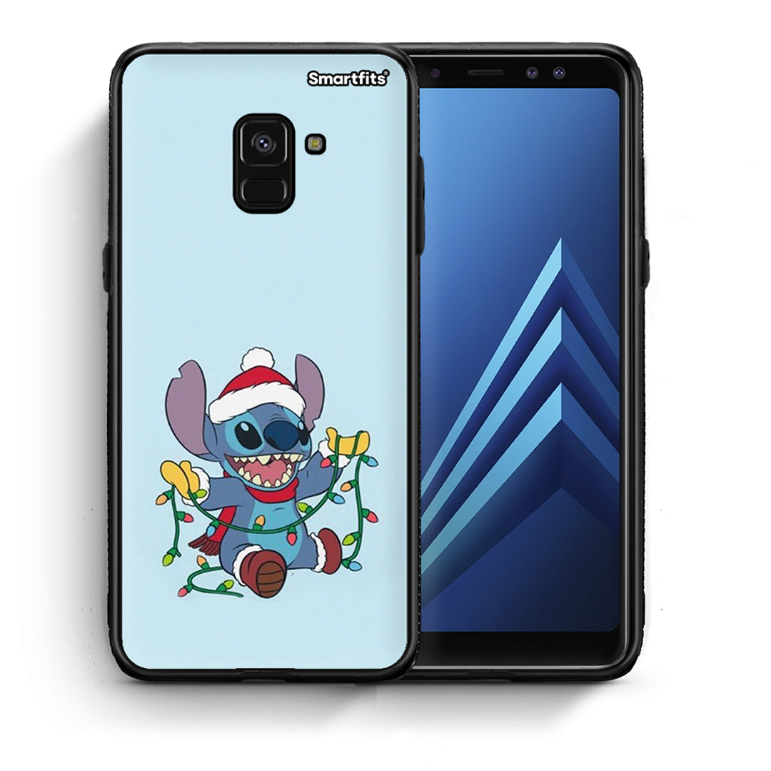 Θήκη Samsung A8 Santa Stich από τη Smartfits με σχέδιο στο πίσω μέρος και μαύρο περίβλημα | Samsung A8 Santa Stich case with colorful back and black bezels