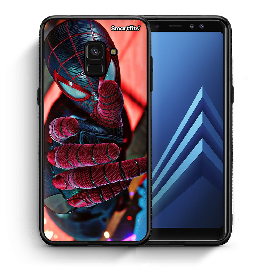 Θήκη Samsung A8 Spider Hand από τη Smartfits με σχέδιο στο πίσω μέρος και μαύρο περίβλημα | Samsung A8 Spider Hand case with colorful back and black bezels