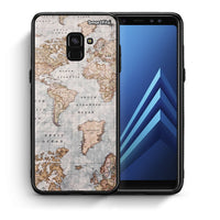 Thumbnail for Θήκη Samsung A8 World Map από τη Smartfits με σχέδιο στο πίσω μέρος και μαύρο περίβλημα | Samsung A8 World Map case with colorful back and black bezels