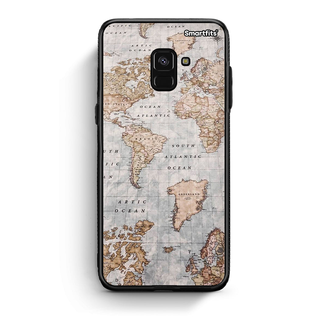 Samsung A8 World Map Θήκη από τη Smartfits με σχέδιο στο πίσω μέρος και μαύρο περίβλημα | Smartphone case with colorful back and black bezels by Smartfits