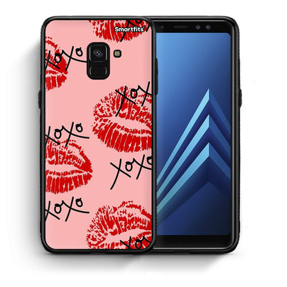 Θήκη Samsung A8 XOXO Lips από τη Smartfits με σχέδιο στο πίσω μέρος και μαύρο περίβλημα | Samsung A8 XOXO Lips case with colorful back and black bezels