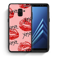 Thumbnail for Θήκη Samsung A8 XOXO Lips από τη Smartfits με σχέδιο στο πίσω μέρος και μαύρο περίβλημα | Samsung A8 XOXO Lips case with colorful back and black bezels