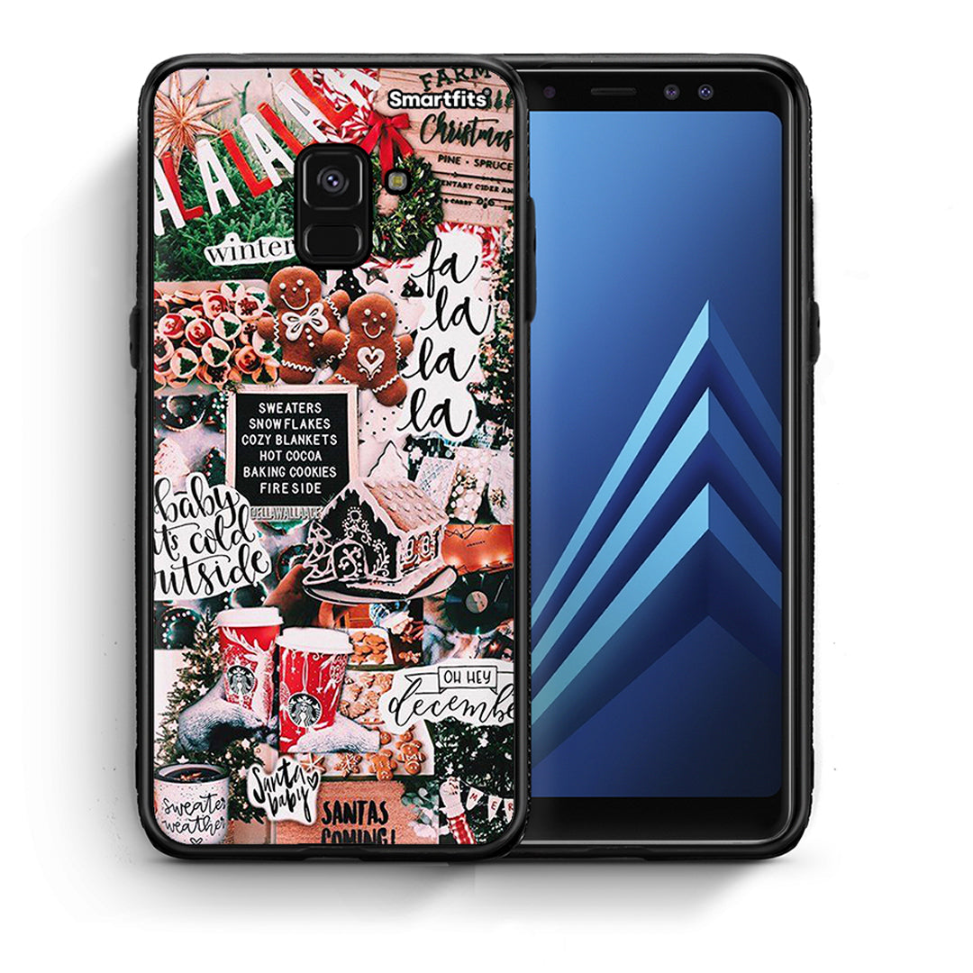 Θήκη Samsung A8 Xmas Habbits από τη Smartfits με σχέδιο στο πίσω μέρος και μαύρο περίβλημα | Samsung A8 Xmas Habbits case with colorful back and black bezels